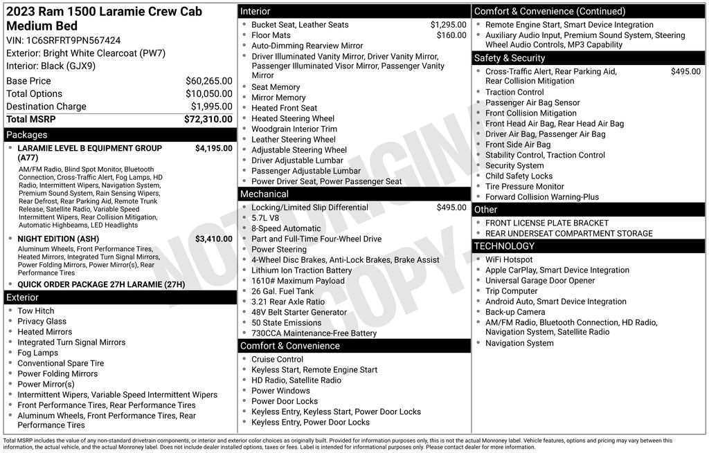 2023 RAM 1500 Laramie Crew Cab 4WD