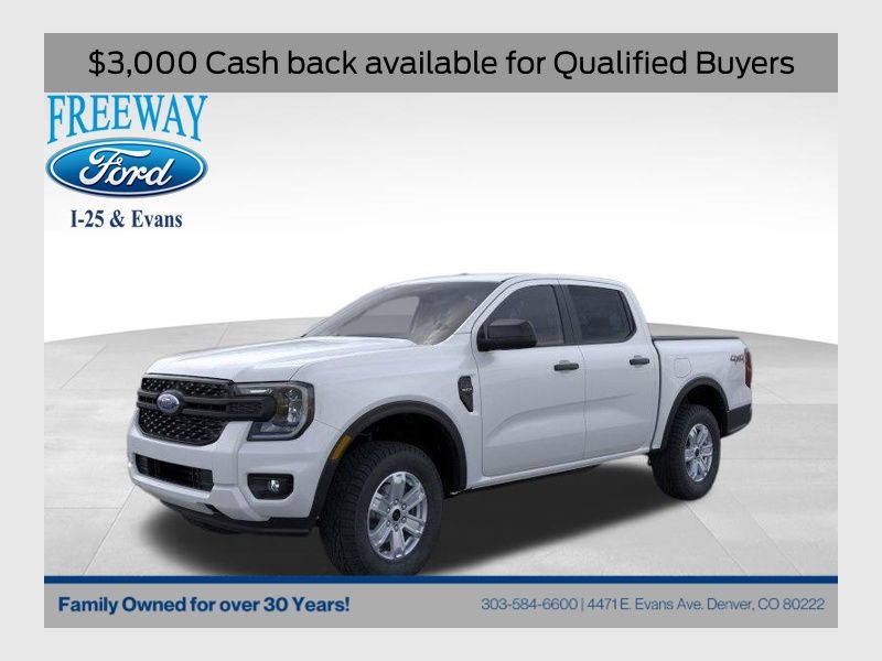 Oxford White 2025 Ford Ranger XL SuperCrew 4WD Pickup Truck Four-Wheel Drive Automatic