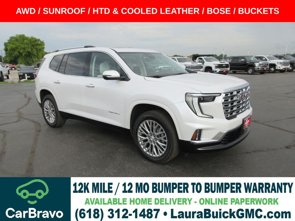 White Frost Tricoat 2025 GMC Acadia SUV / Crossover Four-Wheel Drive 8-Speed Automatic