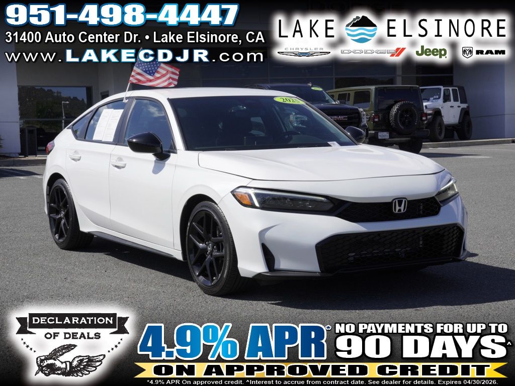 Silver 2025 Honda Civic Hatchback Sport FWD Hatchback Front-Wheel Drive Continuously Variable Transmission