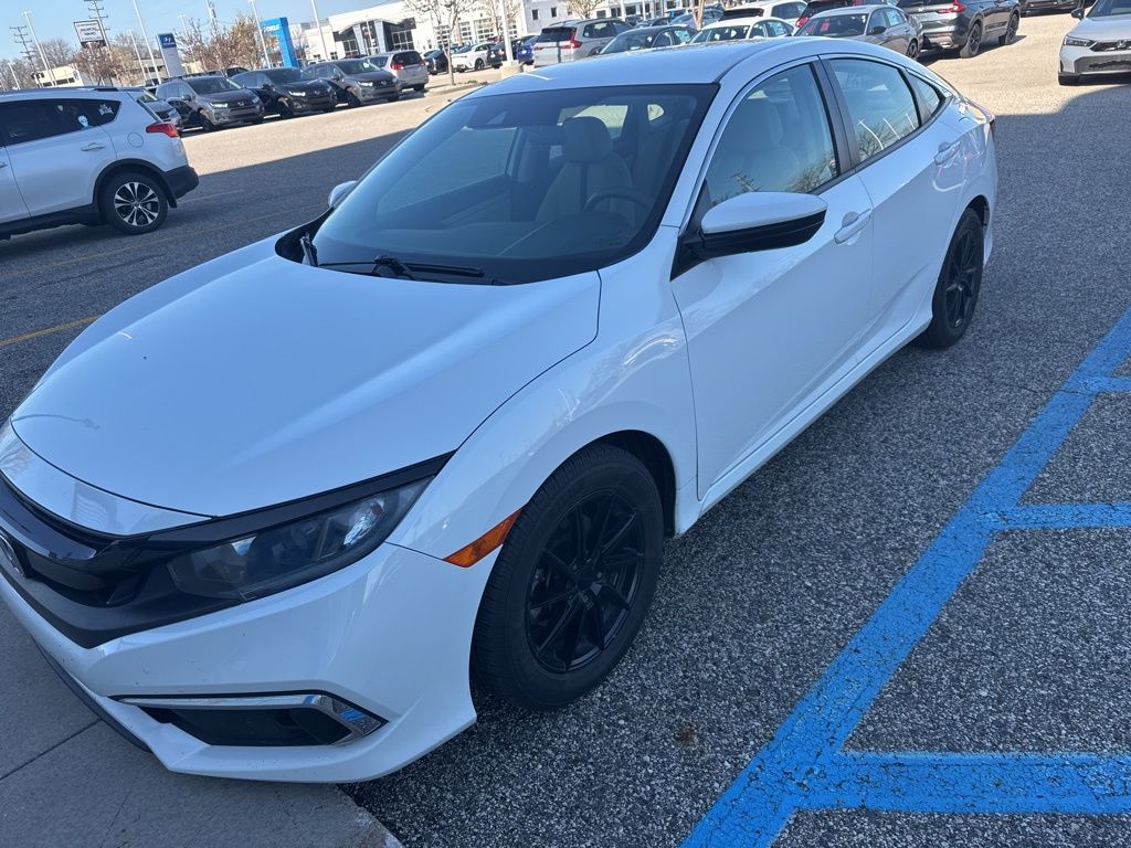 Platinum White Pearl 2019 Honda Civic LX FWD Sedan Front-Wheel Drive Continuously Variable Transmission