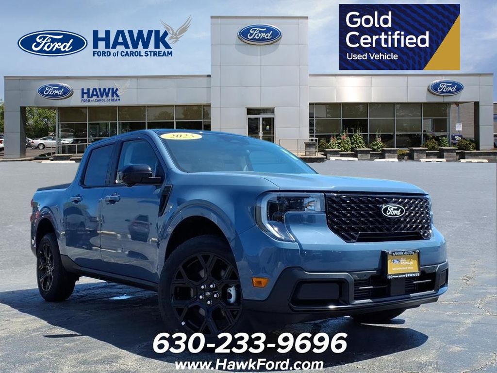 Blue (Azure Gray Metallic) 2025 Ford Maverick Lariat SuperCrew AWD Pickup Truck All-Wheel Drive 8-Speed Automatic