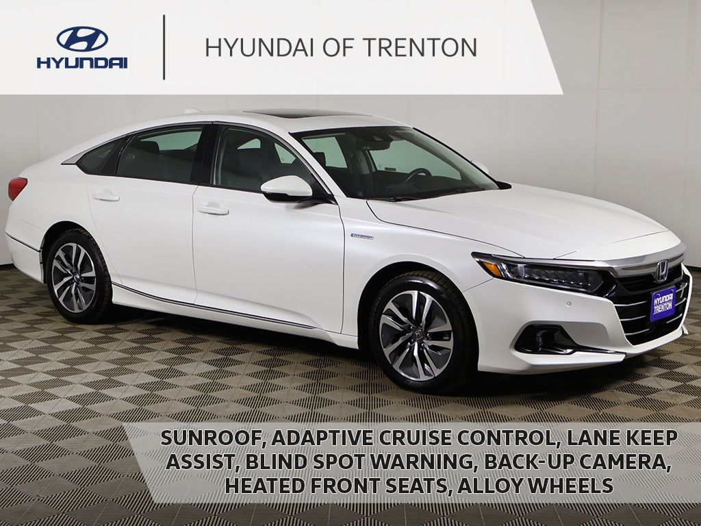 Platinum White Pearl 2021 Honda Accord Hybrid EX-L FWD Sedan Front-Wheel Drive Continuously Variable Transmission