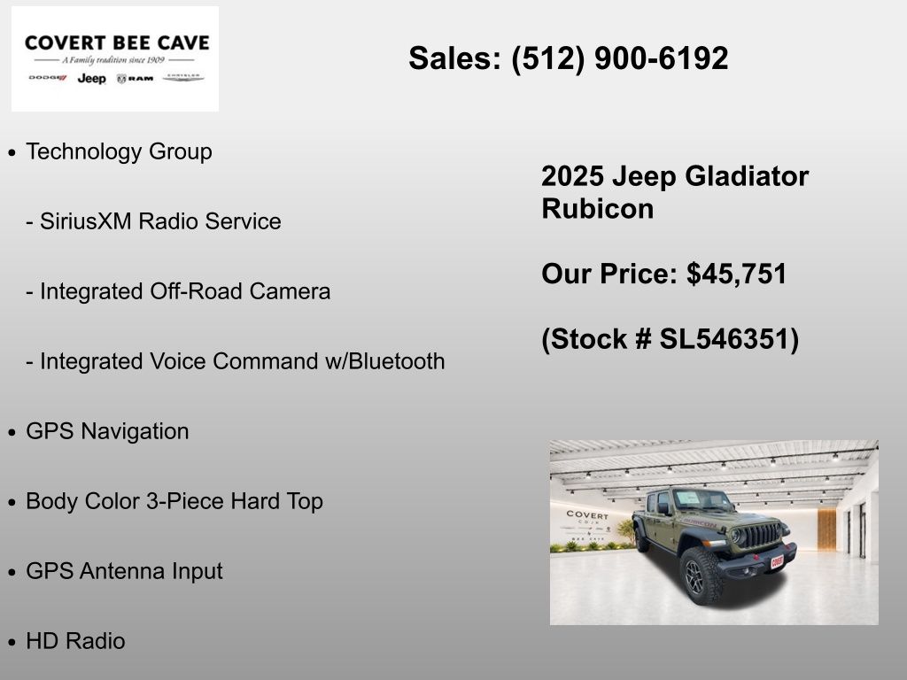 New Car 2025 Jeep Gladiator  Rubicon For Sale Under $50,000 In Austin, Texas