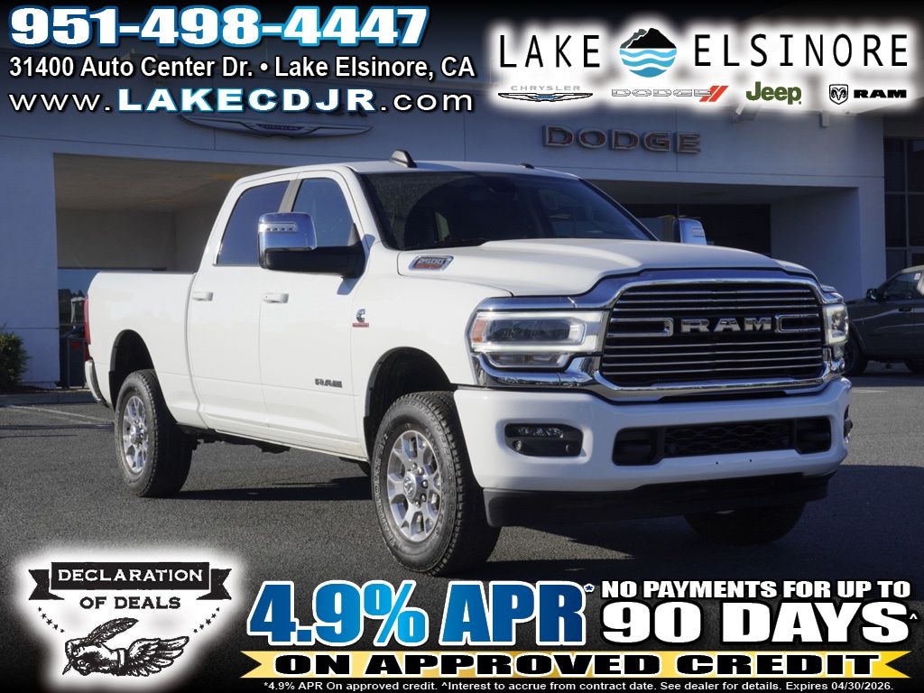 Bright White Clearcoat 2024 RAM 2500 Laramie Crew Cab 4WD Pickup Truck Four-Wheel Drive 6-Speed Automatic