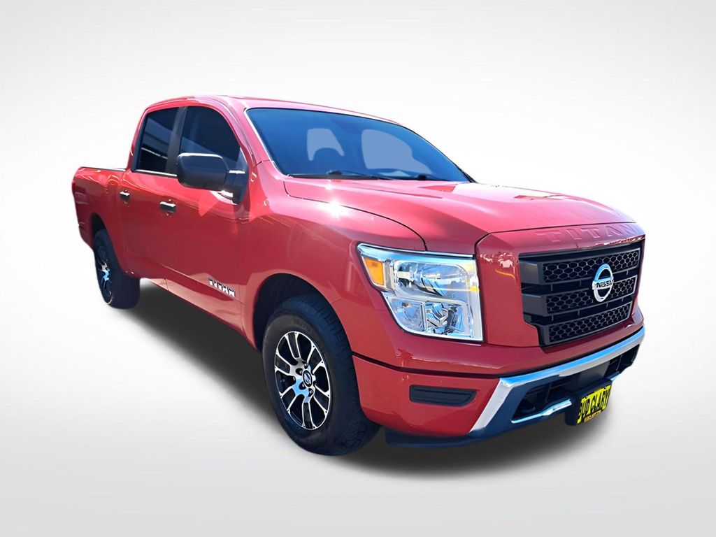 Red Alert 2022 Nissan Titan Pickup Truck Four-Wheel Drive 9-Speed Automatic