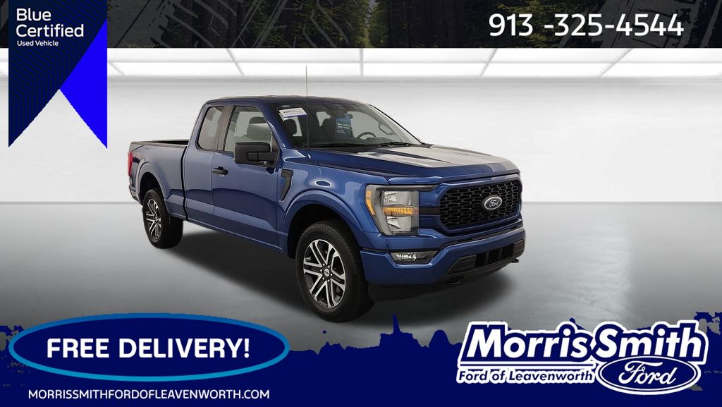 Atlas Blue Metallic 2023 Ford F-150 XL SuperCab 4WD Pickup Truck Four-Wheel Drive Automatic