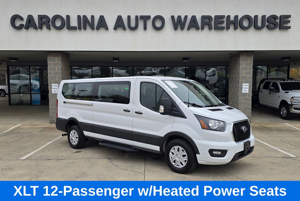 Oxford White 2023 Ford Transit Passenger 350 XLT Low Roof LB RWD Van Rear-Wheel Drive
