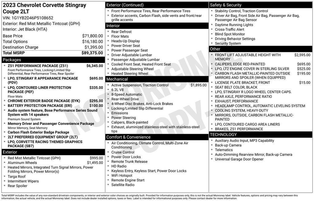 Used Car 2023 Chevrolet Corvette  Stingray For Sale Under $70,000 In Austin, Texas