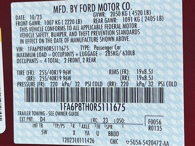 2024 Ford Mustang EcoBoost Premium Red at Walterboro Ford