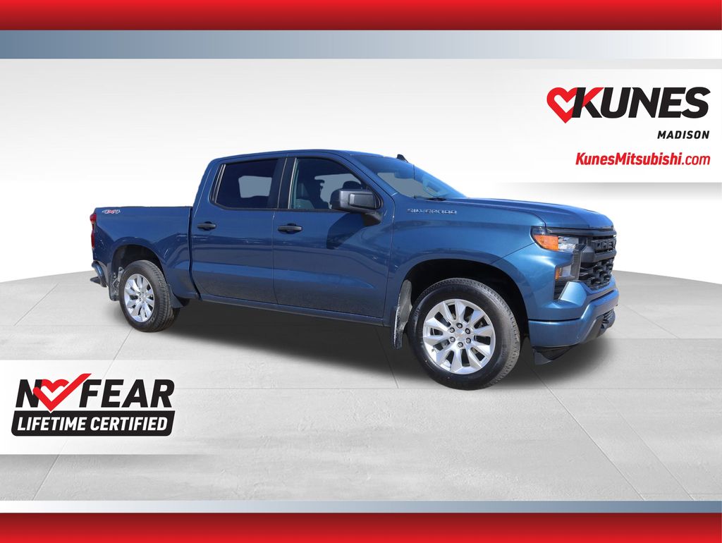 Lakeshore Blue 2024 Chevrolet Silverado 1500 Custom Crew Cab 4WD Pickup Truck Four-Wheel Drive 8-Speed Automatic