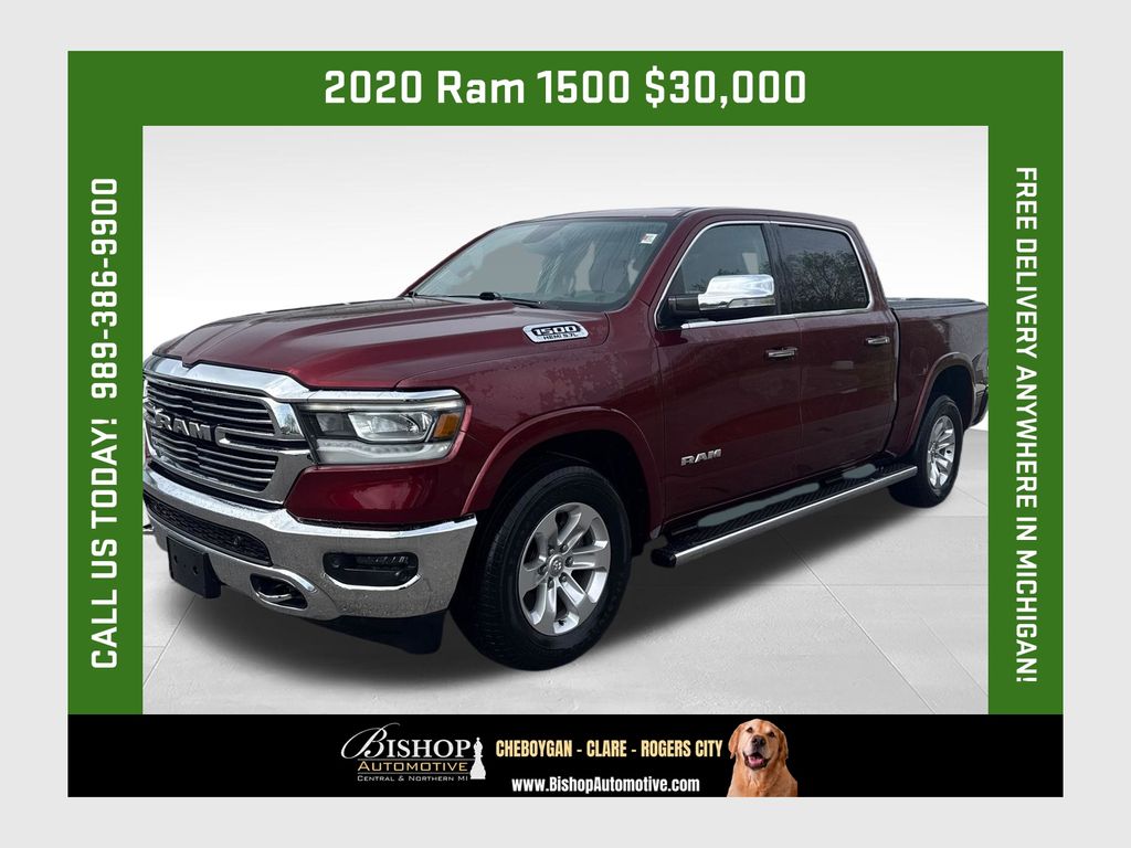 Delmonico Red Pearlcoat 2020 RAM 1500 Laramie Crew Cab 4WD Pickup Truck Four-Wheel Drive 8-Speed Automatic