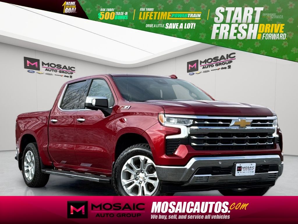 Red 2025 Chevrolet Silverado 1500 LTZ Crew Cab 4WD Pickup Truck Four-Wheel Drive Automatic
