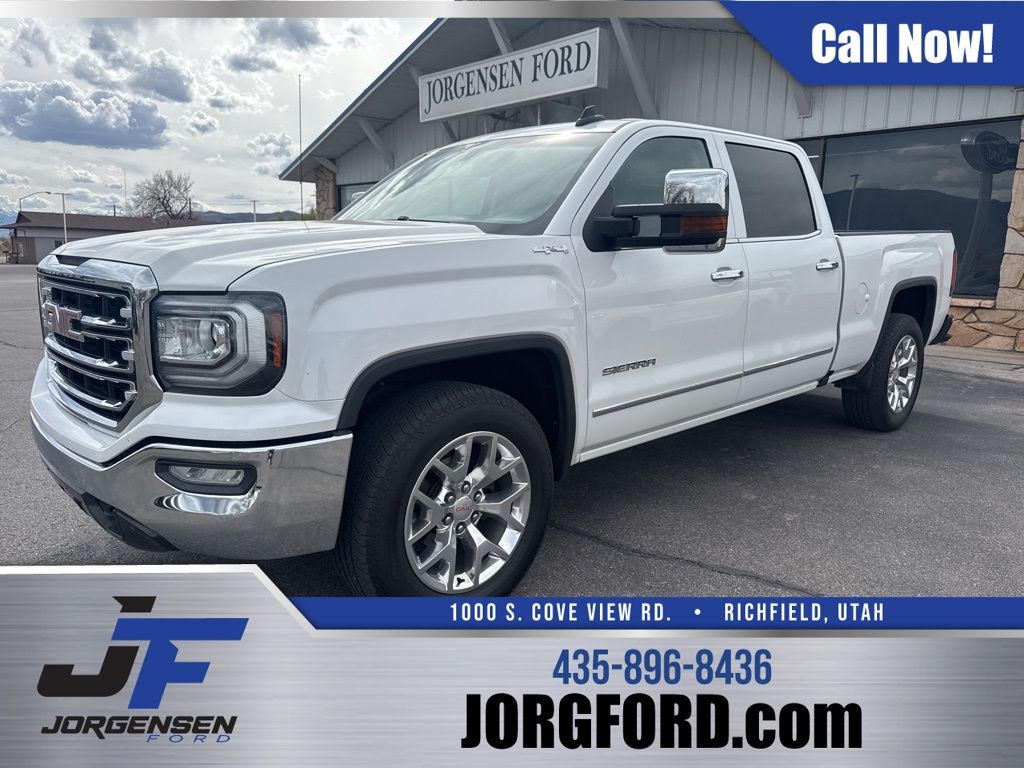 White Frost Tricoat 2017 GMC Sierra 1500 SLT Crew Cab 4WD Pickup Truck Four-Wheel Drive 8-Speed Automatic Overdrive