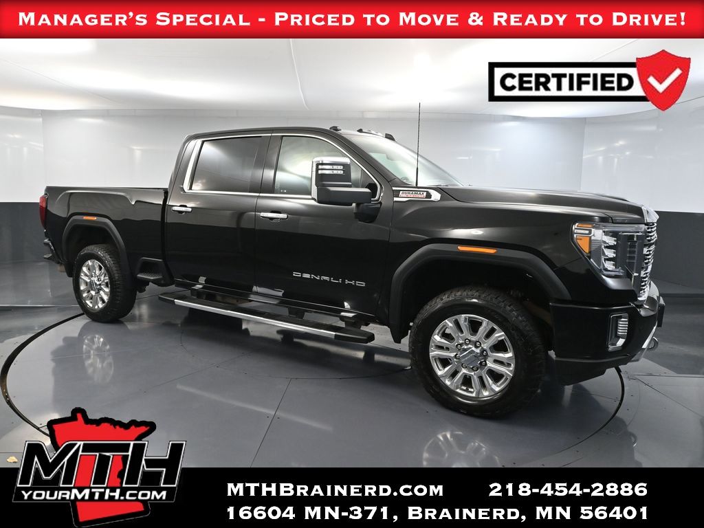 Black (Ebony Twilight Metallic) 2023 GMC Sierra 2500HD Denali Crew Cab 4WD Pickup Truck Four-Wheel Drive Automatic