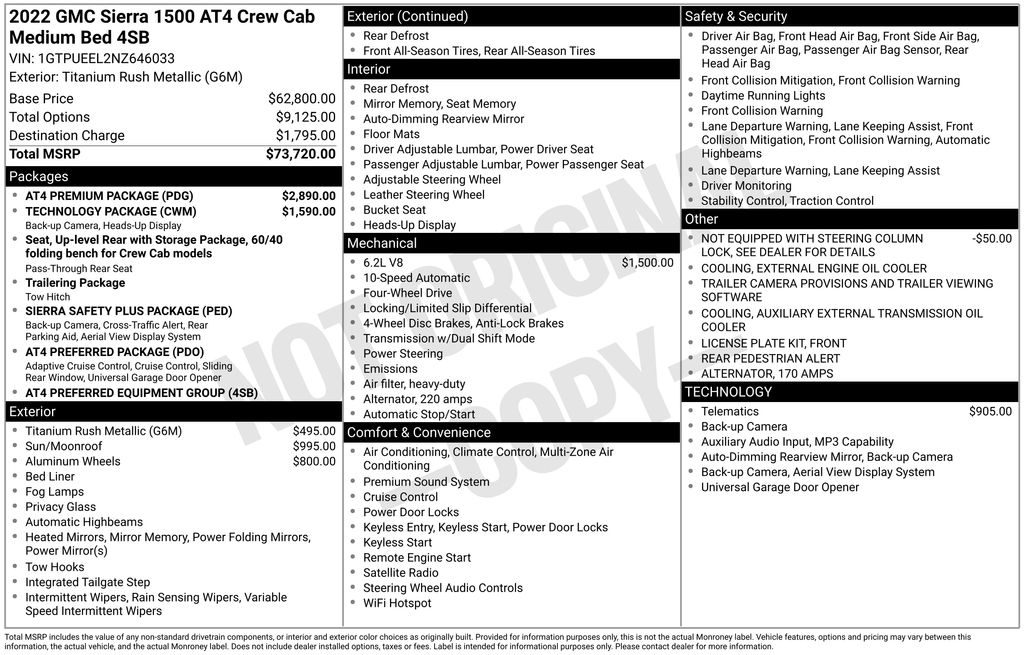 Used Car 2022 Gmc Sierra 1500  At4 For Sale Under $60,000 In Austin, Texas