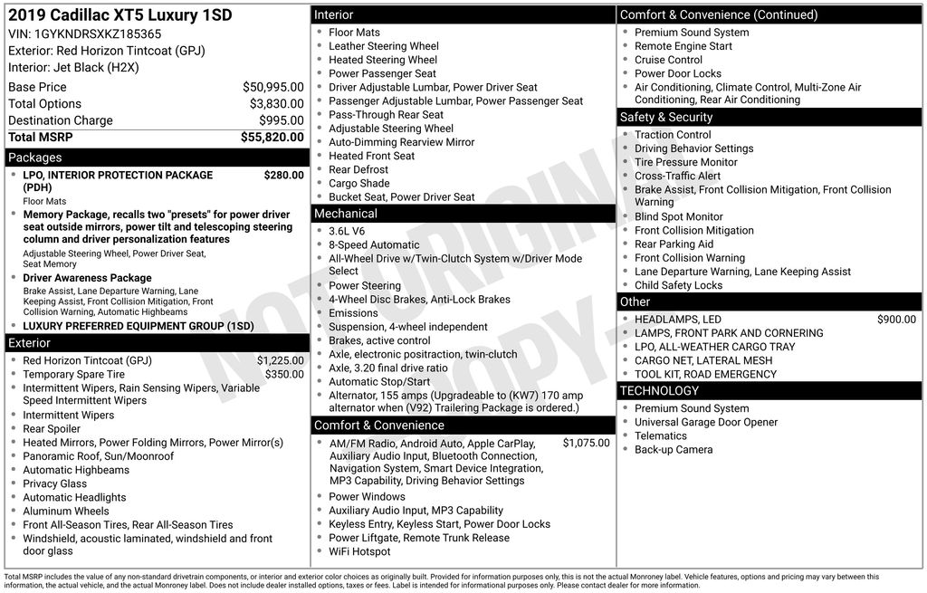 used 2019 Cadillac XT5 car, priced at $14,600