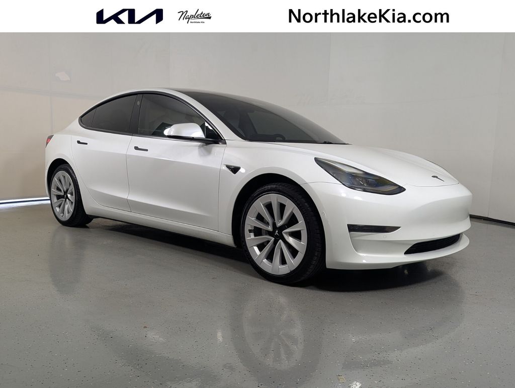 Pearl White Multi-Coat 2021 Tesla Model 3 Sedan Rear-Wheel Drive 1-Speed Automatic