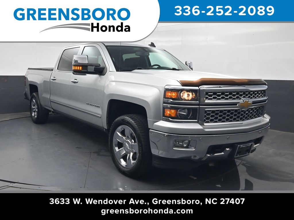 Silver Ice Metallic 2015 Chevrolet Silverado 1500 LTZ Crew Cab 4WD Pickup Truck Four-Wheel Drive 6-Speed Automatic Overdrive