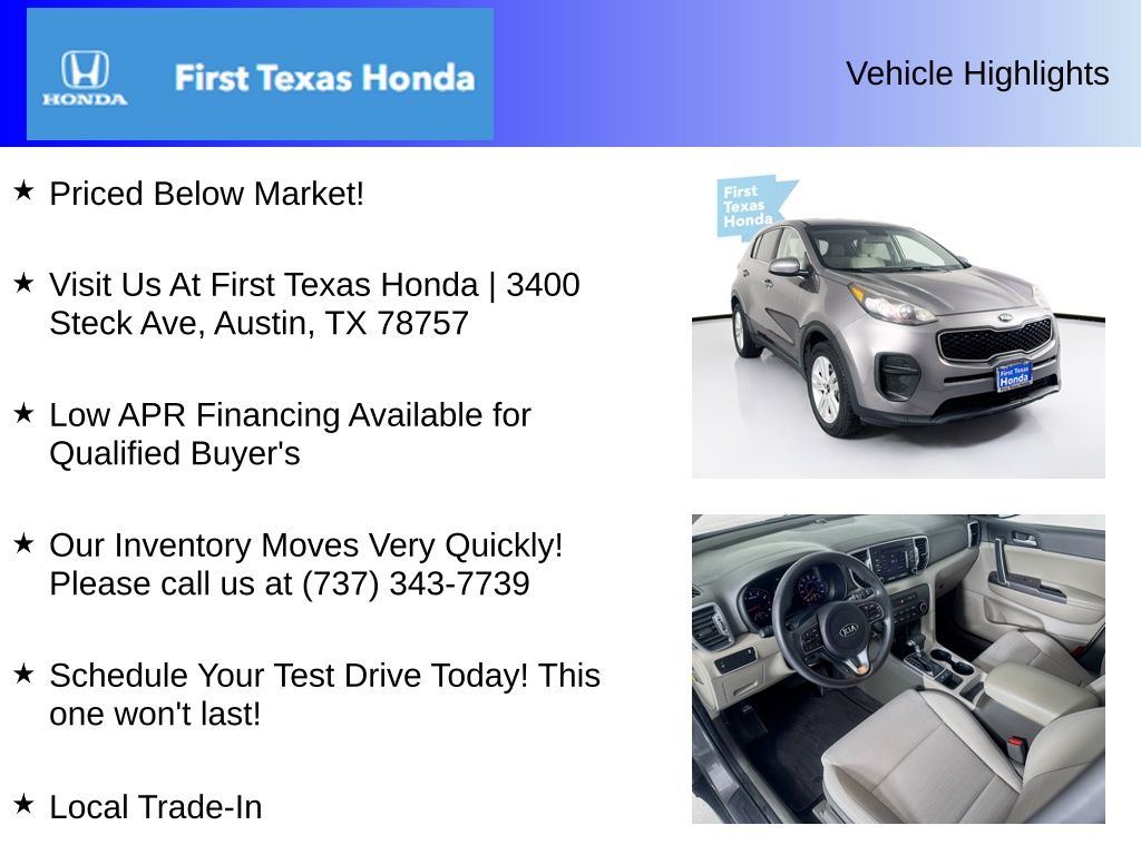 Used Car 2018 Kia Sportage  Lx For Sale Under $12,000 In Austin, Texas