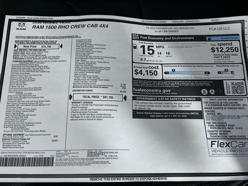 New 2026 Silver Ram RHO 14in image 21