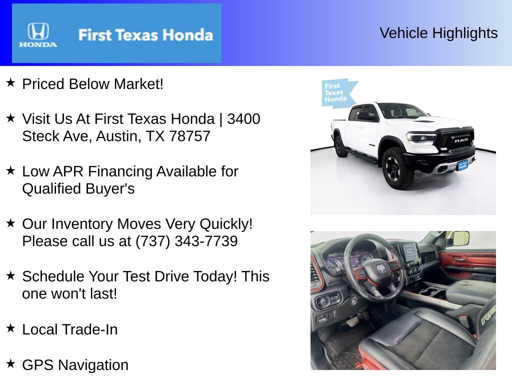Used Car 2019 Ram 1500  Rebel For Sale Under $35,000 In Austin, Texas
