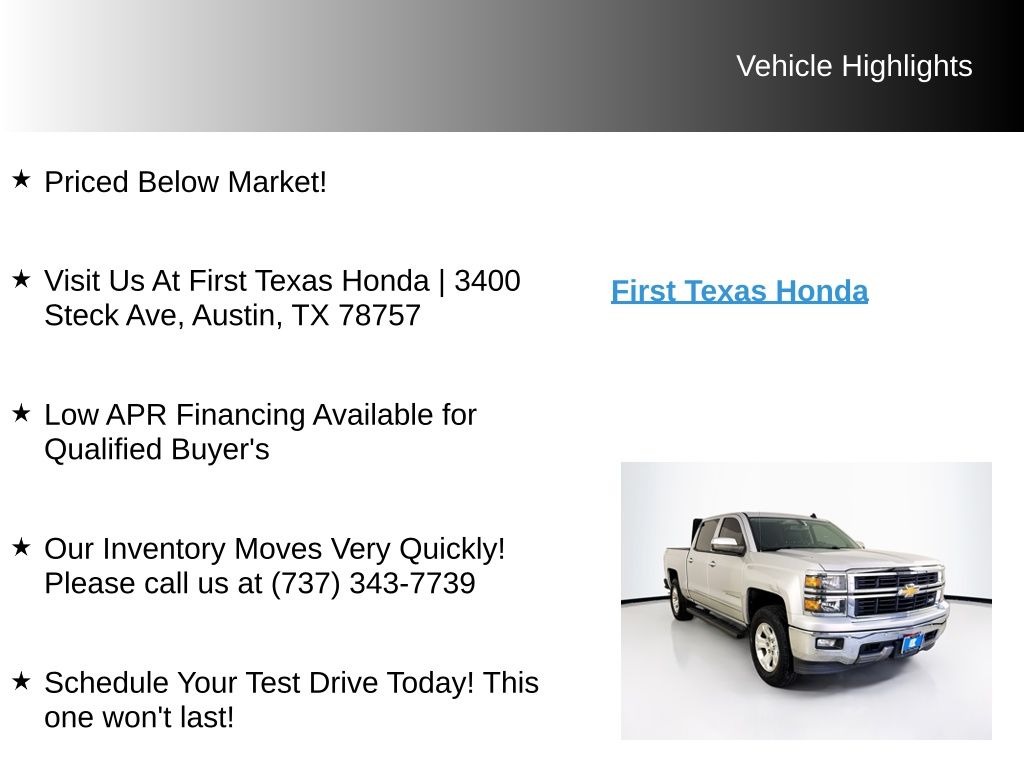 Used Car 2014 Chevrolet Silverado 1500  Ltz For Sale Under $20,000 In Austin, Texas