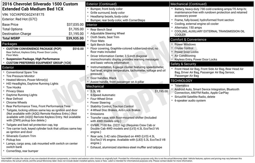 Used 2016 Red Chevrolet Custom image 4