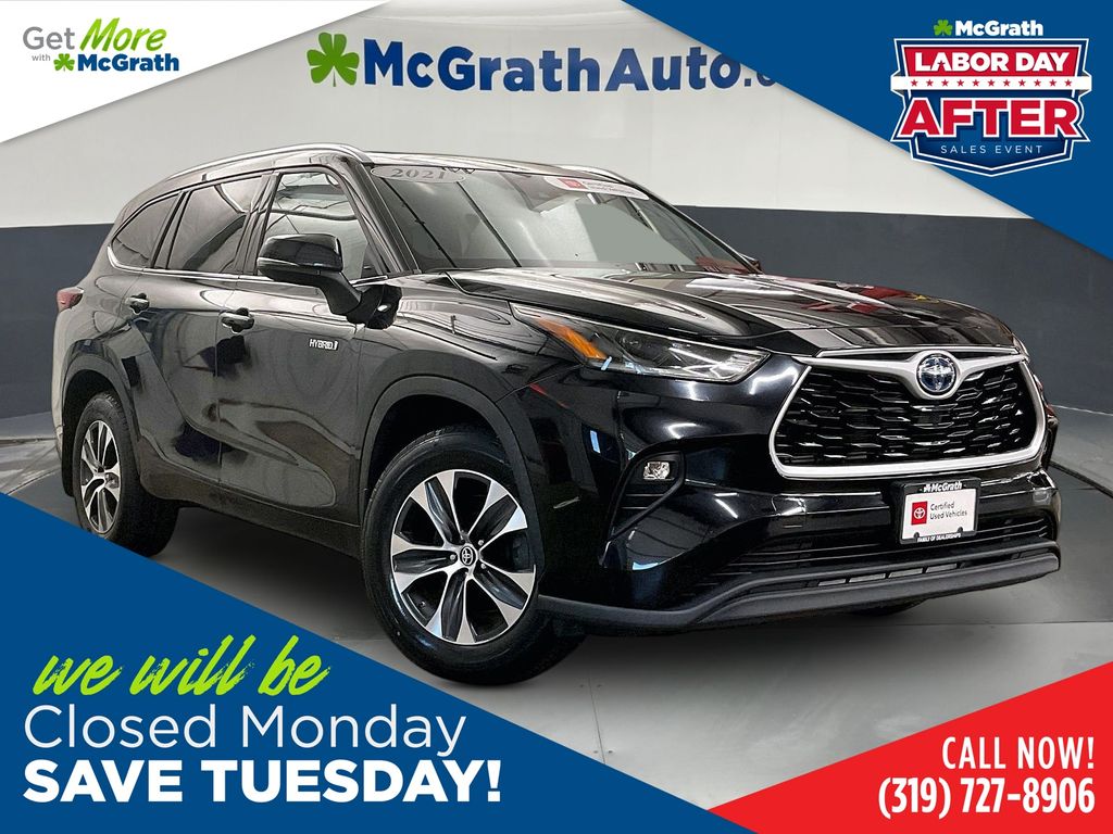 Midnight Black Metallic 2021 Toyota Highlander Hybrid SUV / Crossover All-Wheel Drive Continuously Variable Transmission