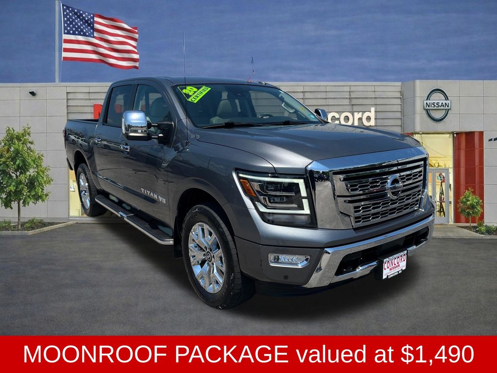 Gray (Gun Metallic) 2020 Nissan Titan Pickup Truck Four-Wheel Drive 9-Speed Automatic