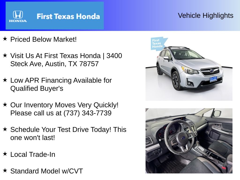 Used Car 2017 Subaru Crosstrek  2.0i Premium For Sale Under $12,000 In Austin, Texas