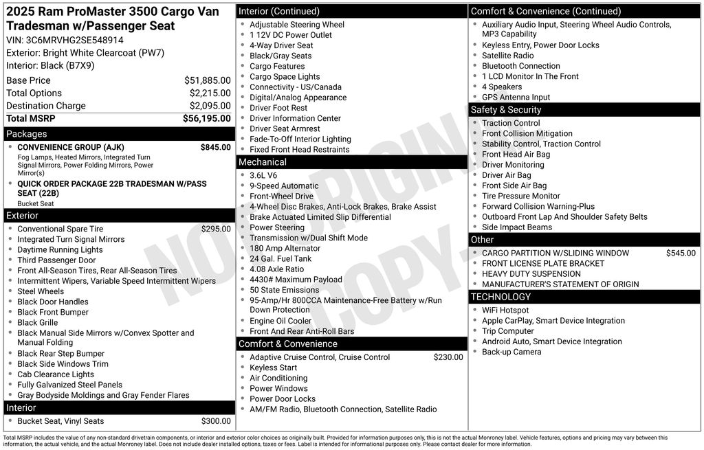 Certified Used 2025 White Ram High Roof image 2