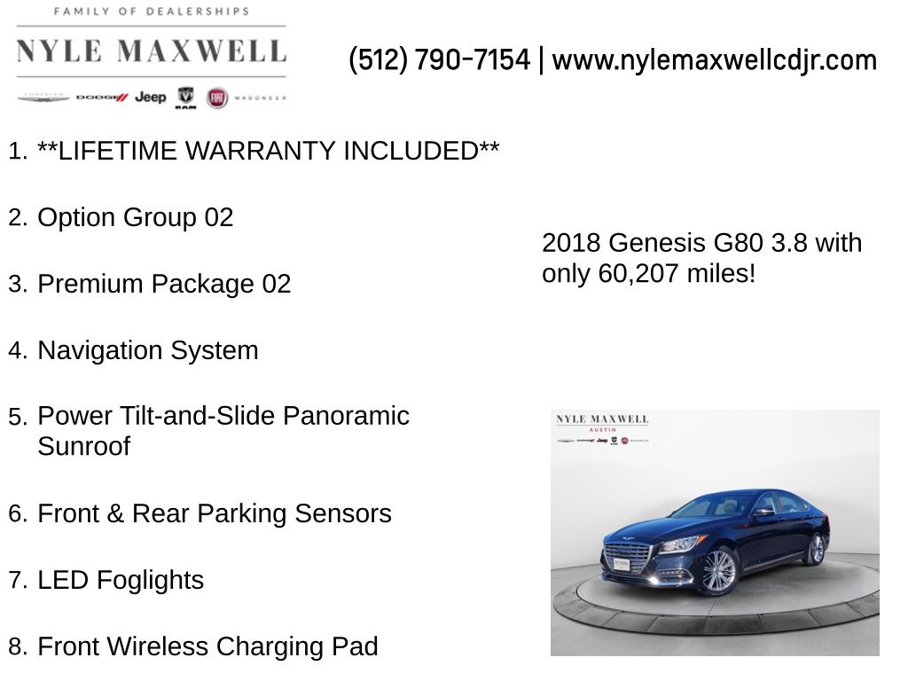 Used Car 2018 Genesis G80  3.8 For Sale Under $20,000 In Austin, Texas