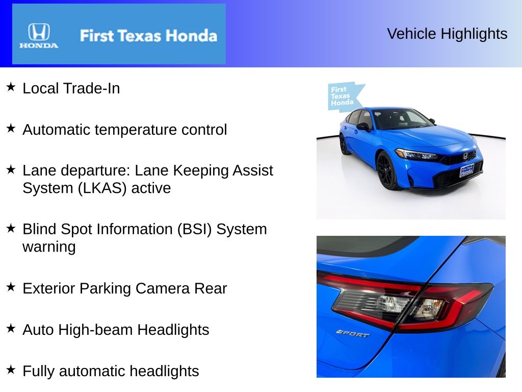 Used Car 2025 Honda Civic  Sport For Sale Under $30,000 In Austin, Texas