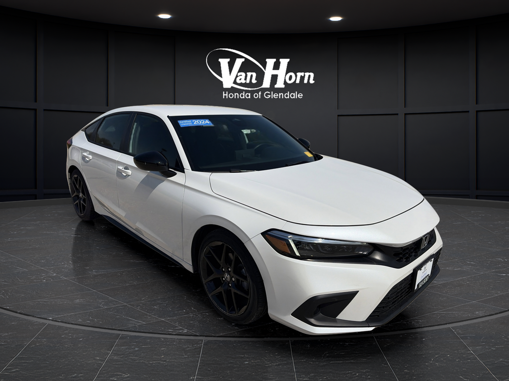 Platinum White Pearl 2024 Honda Civic Hatchback Sport FWD Hatchback Front-Wheel Drive Continuously Variable Transmission