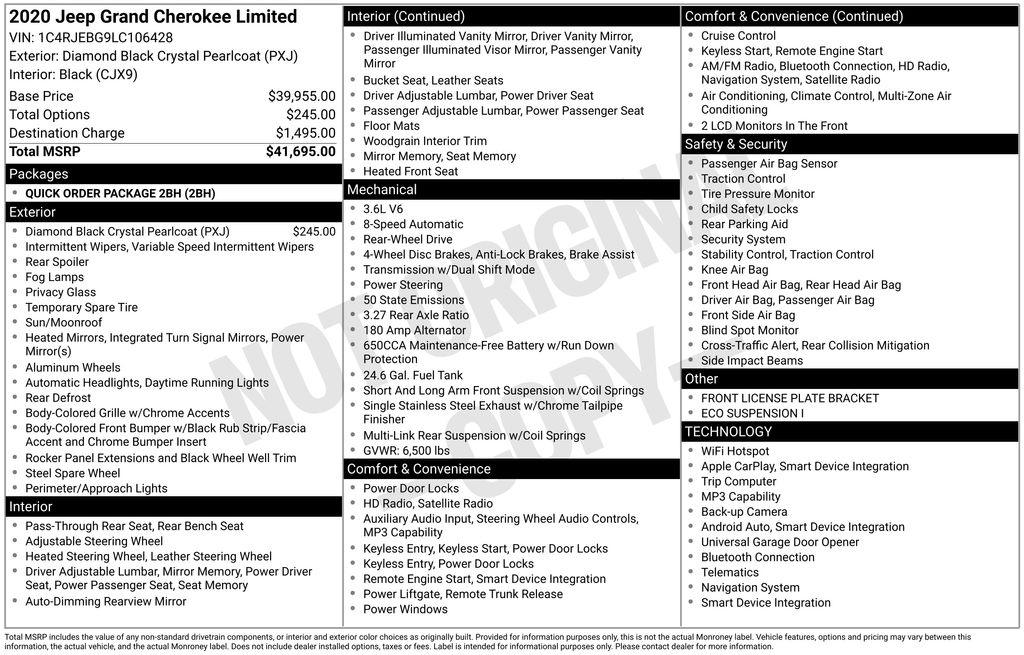 Used Car 2020 Jeep Grand Cherokee  Limited For Sale Under $25,000 In Austin, Texas