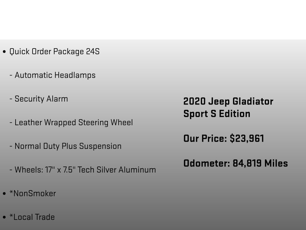 2020 Jeep Gladiator Sport Gray at Klick Lewis Buick Chevrolet