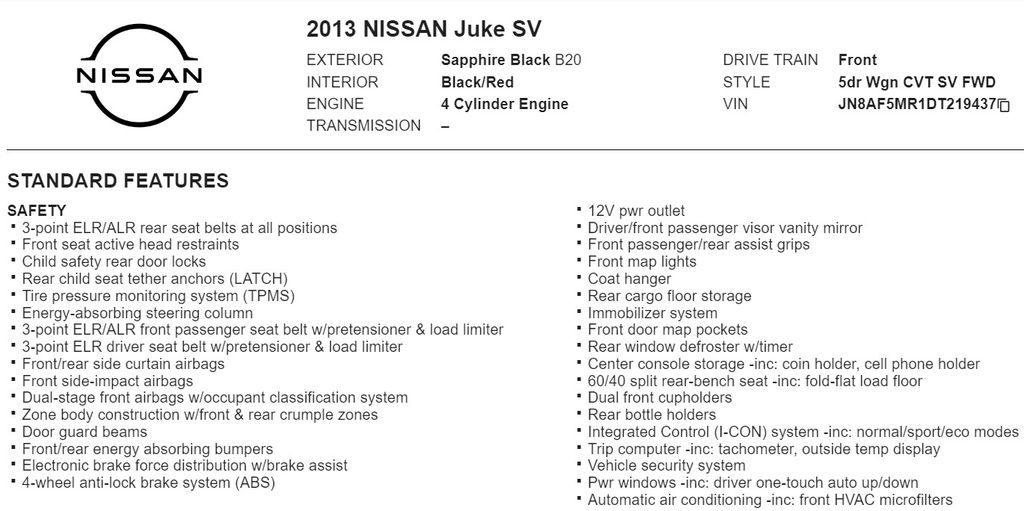 2013 Nissan Juke SV 20