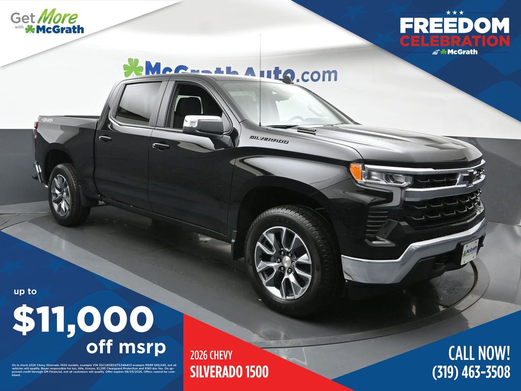 Black 2026 Chevrolet Silverado 1500 Pickup Truck Four-Wheel Drive 8-Speed Automatic