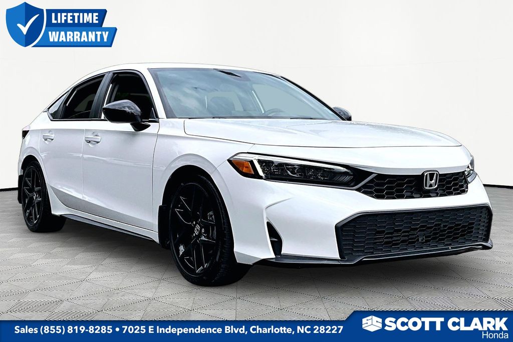 Platinum White Pearl 2025 Honda Civic Hatchback Sport FWD Hatchback Front-Wheel Drive Continuously Variable Transmission