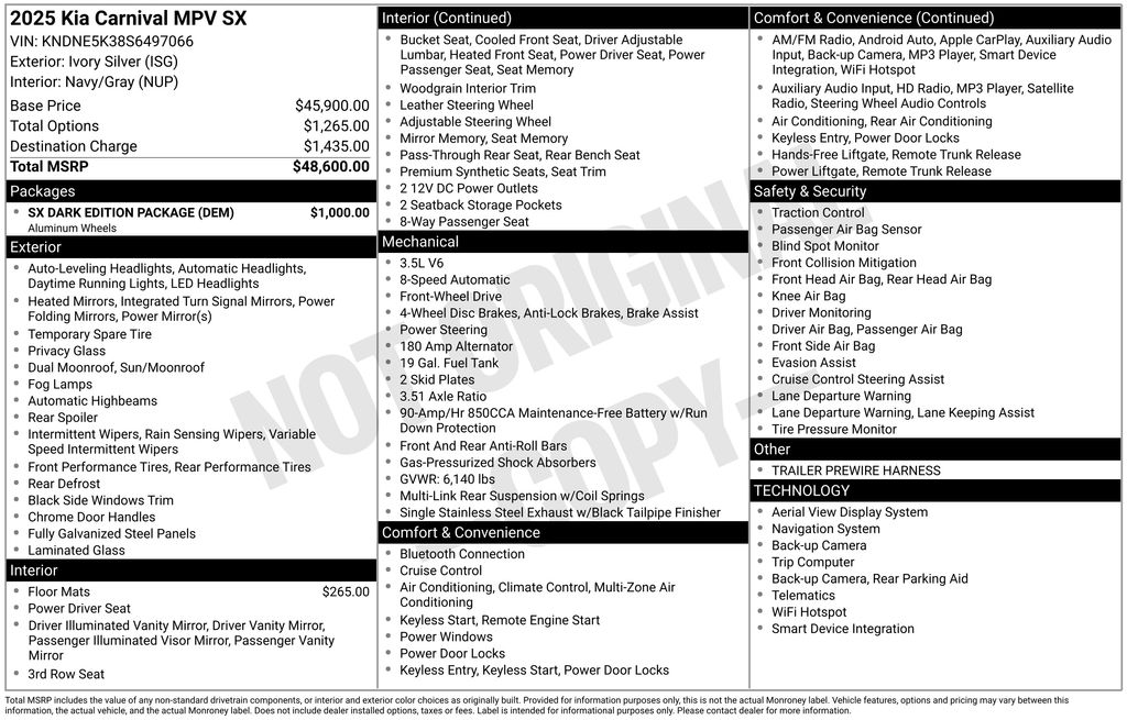 2025 Kia Carnival MPV SX