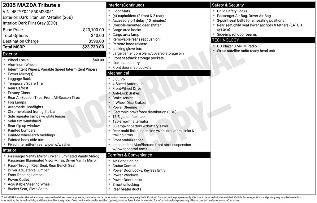 Used Car 2005 Mazda Tribute  S For Sale Under $10,000 In Austin, Texas