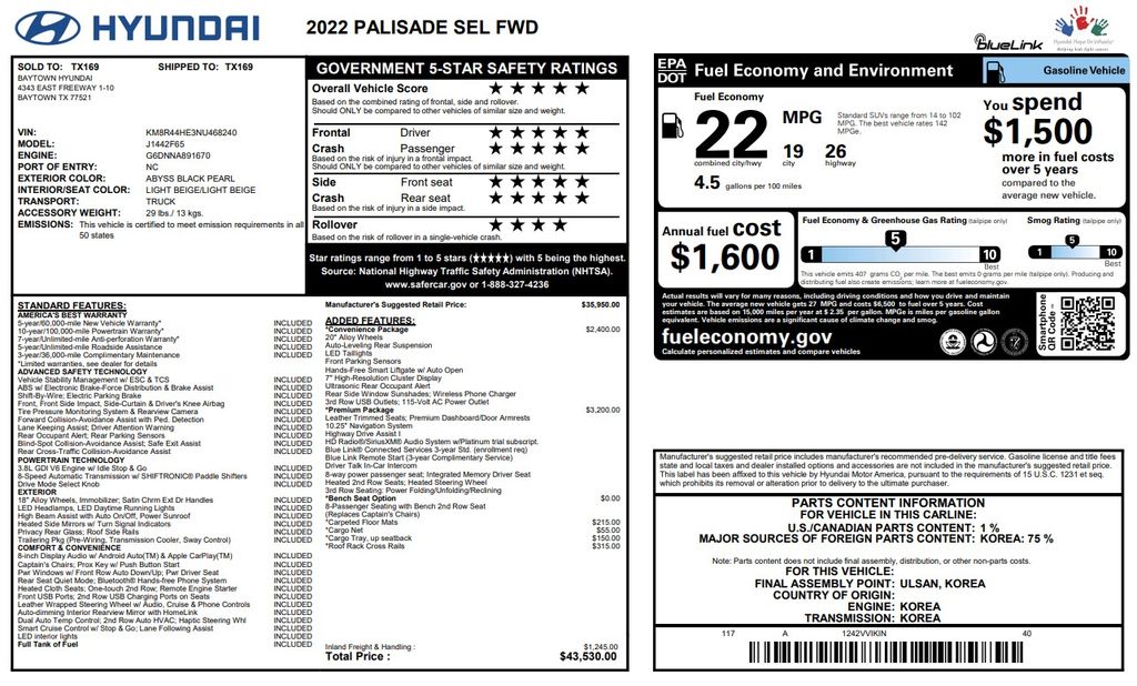 2022 Hyundai Palisade SEL Black at Wharton Ford
