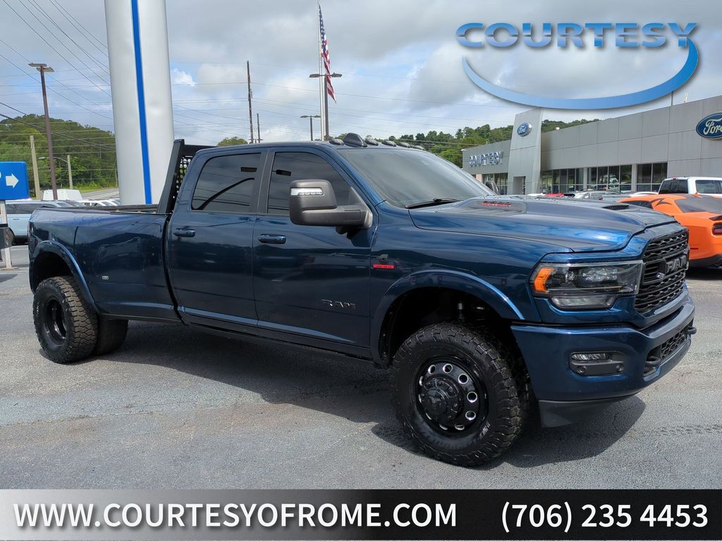 Patriot Blue Pearlcoat 2023 RAM 3500 Limited Crew Cab LB DRW 4WD Pickup Truck Four-Wheel Drive 6-Speed Automatic
