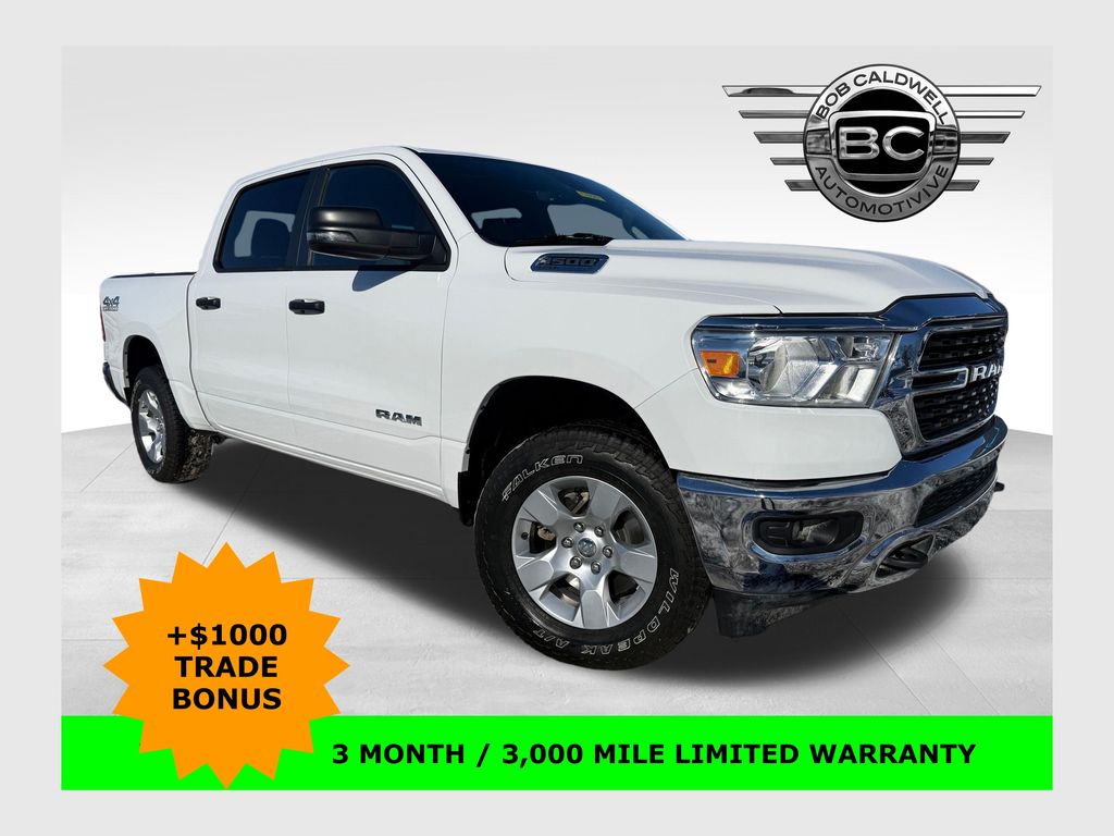 Bright White Clearcoat 2024 RAM 1500 Big Horn Crew Cab 4WD Pickup Truck Four-Wheel Drive 8-Speed Automatic