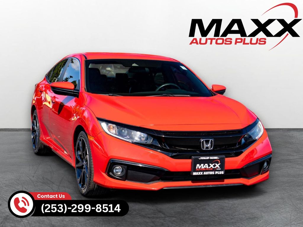 Red 2020 Honda Civic Sedan Front-Wheel Drive Continuously Variable Transmission
