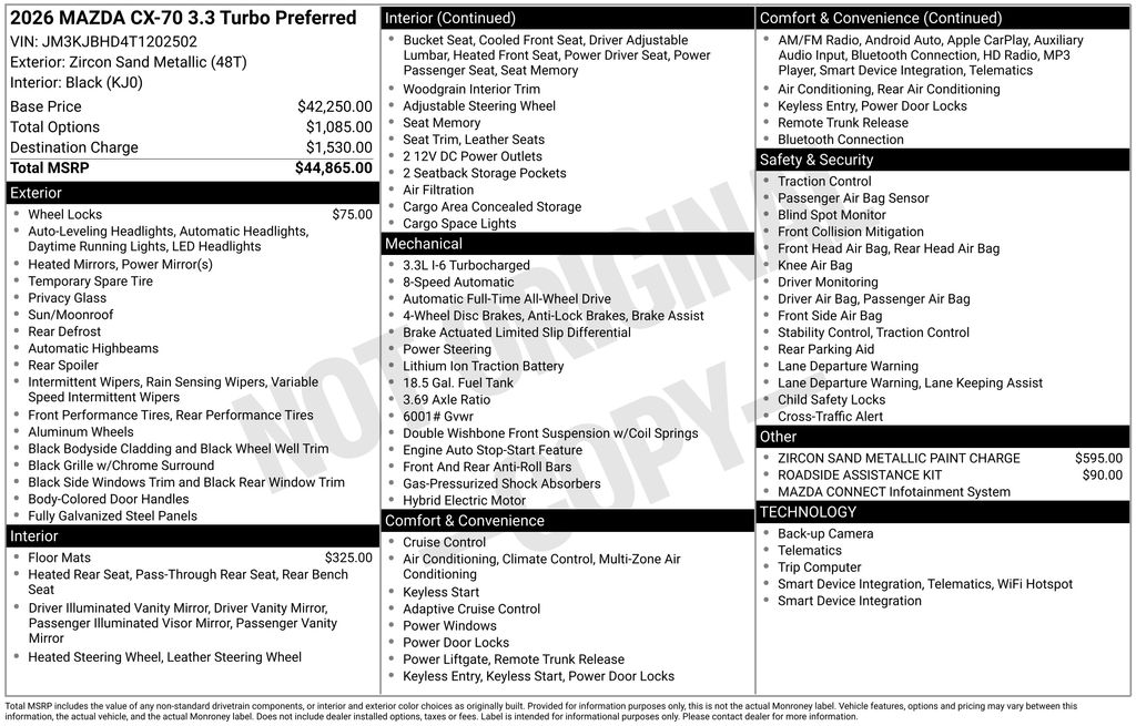 2026 Mazda CX-70 3.3 Turbo Preferred AWD