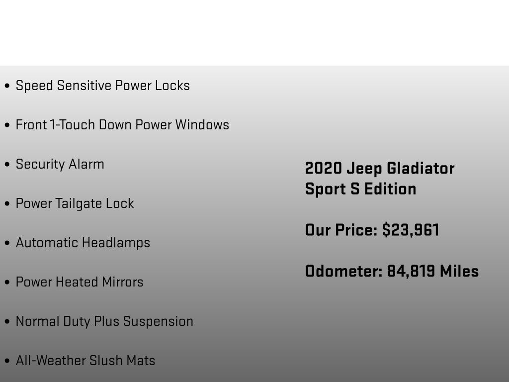2020 Jeep Gladiator Sport Gray at Klick Lewis Buick Chevrolet