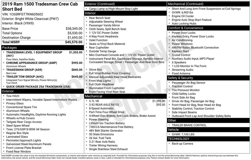 used 2019 Ram 1500 car, priced at $18,000