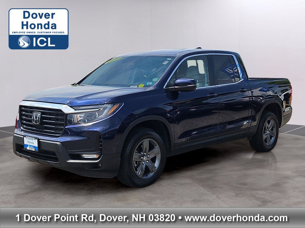 Black (Obsidian Blue Pearl) 2023 Honda Ridgeline Pickup Truck All-Wheel Drive 9-Speed Automatic